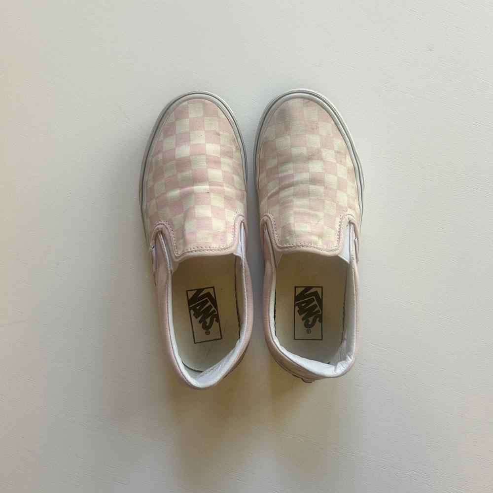 Vans Light Pink Checkered Slip-On Sneakers